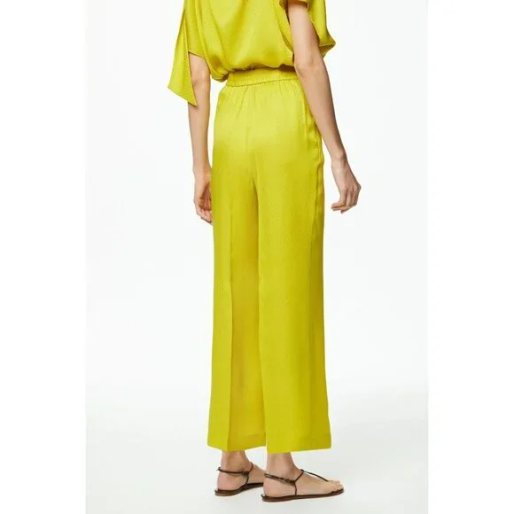 Carolina Herrera Silk Jacquard Stright-leg Pants, Lime